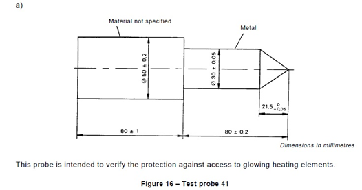 Διάταξη 8 της IEC60335-1.1.3 Σονδές δοκιμής για φωτεινά και θερμικά συστατικά 41 0