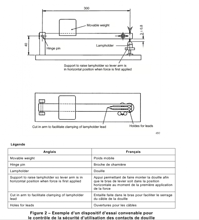 30N Ελέγχου εξοπλισμού Led Ελέγχου Ασφάλειας του λαμπτήρα επαφές του λαμπτήρα χαλκού για δοκιμή λαμπτήρα IEC 60598-2 0
