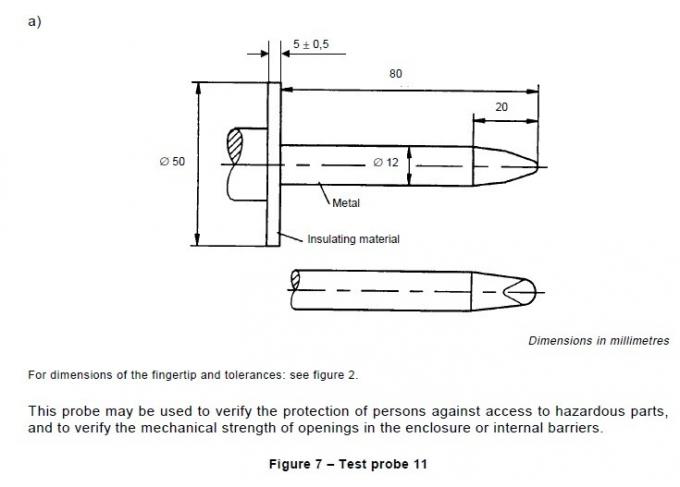 Πρόταση 22,11 άκαμπτος έλεγχος 11 IEC 60335-1 δοκιμής δάχτυλων με τη σειρά δύναμης 0~75N 0