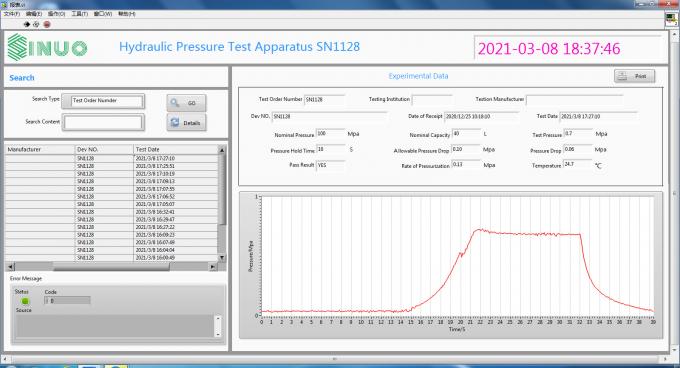 Υδροστατική λειτουργία υπολογιστών συστημάτων δοκιμής πίεσης IEC 60335-2-21 2.5Mpa 0