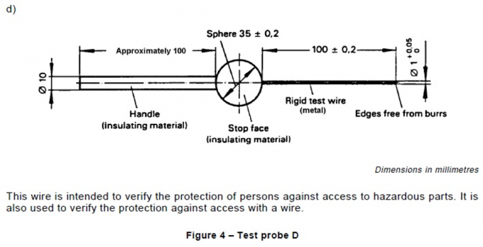 IEC61032 το σχήμα 4 προστασία ελέγχει τον έλεγχο Δ δοκιμής για την επικίνδυνη δοκιμή μερών 0
