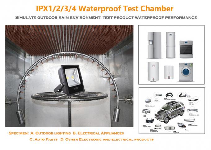 IEC 60529 εξοπλισμός δοκιμής εισόδου νερού IPX1~IPX4 1m ³, αδιάβροχη αίθουσα δοκιμής 3